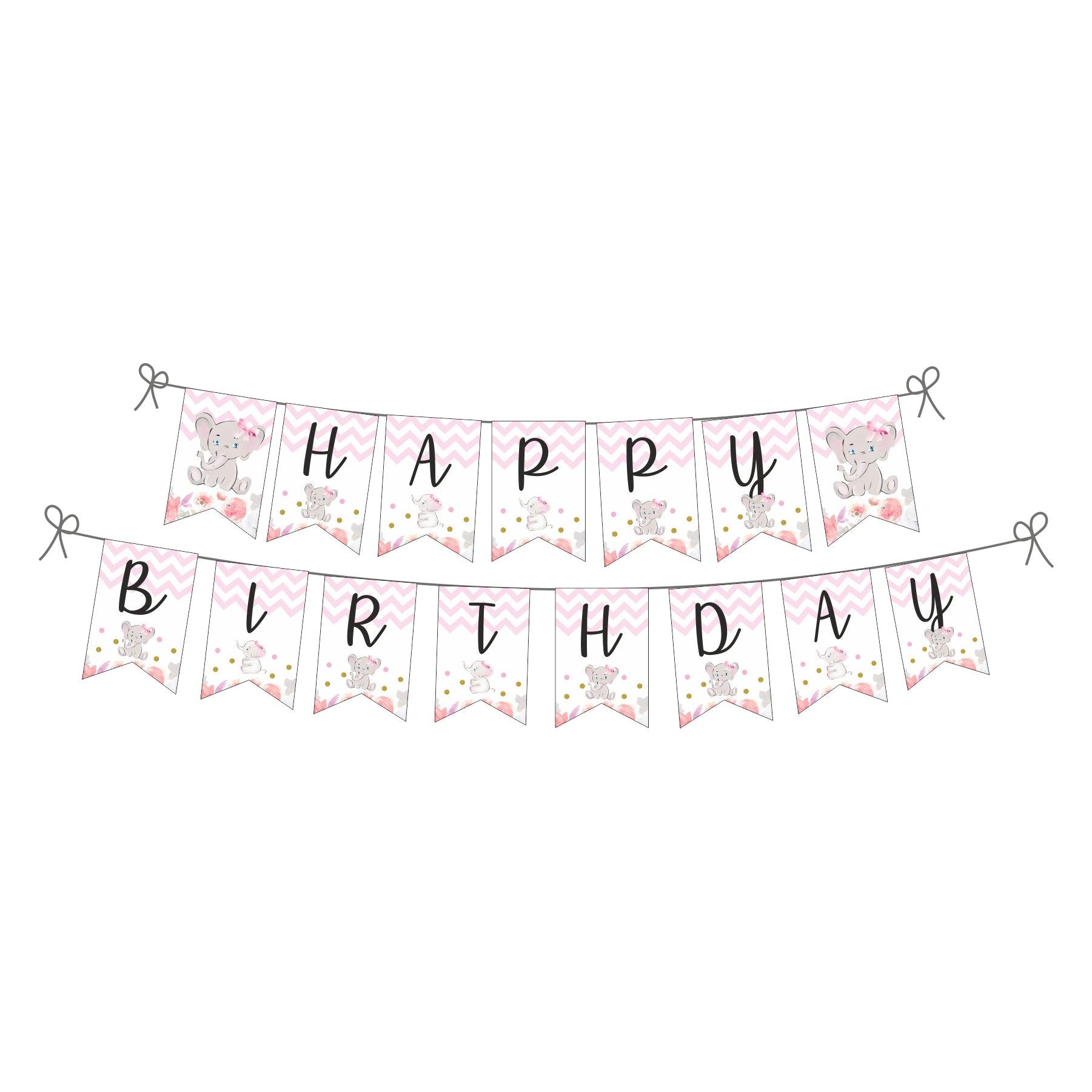 Baby Elephant Party Decorations Package - 70 pieces combo pack BIRTHDAYS Pretty UR Party