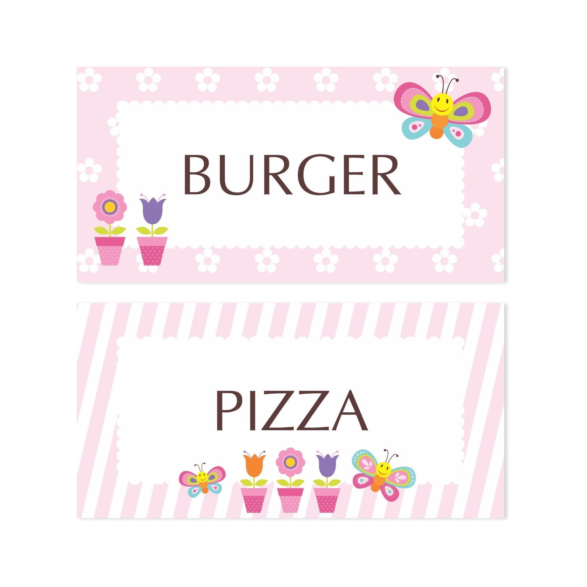 Butterfly Food Labels / Buffet Table Cards THEME PARTIES Pretty UR Party