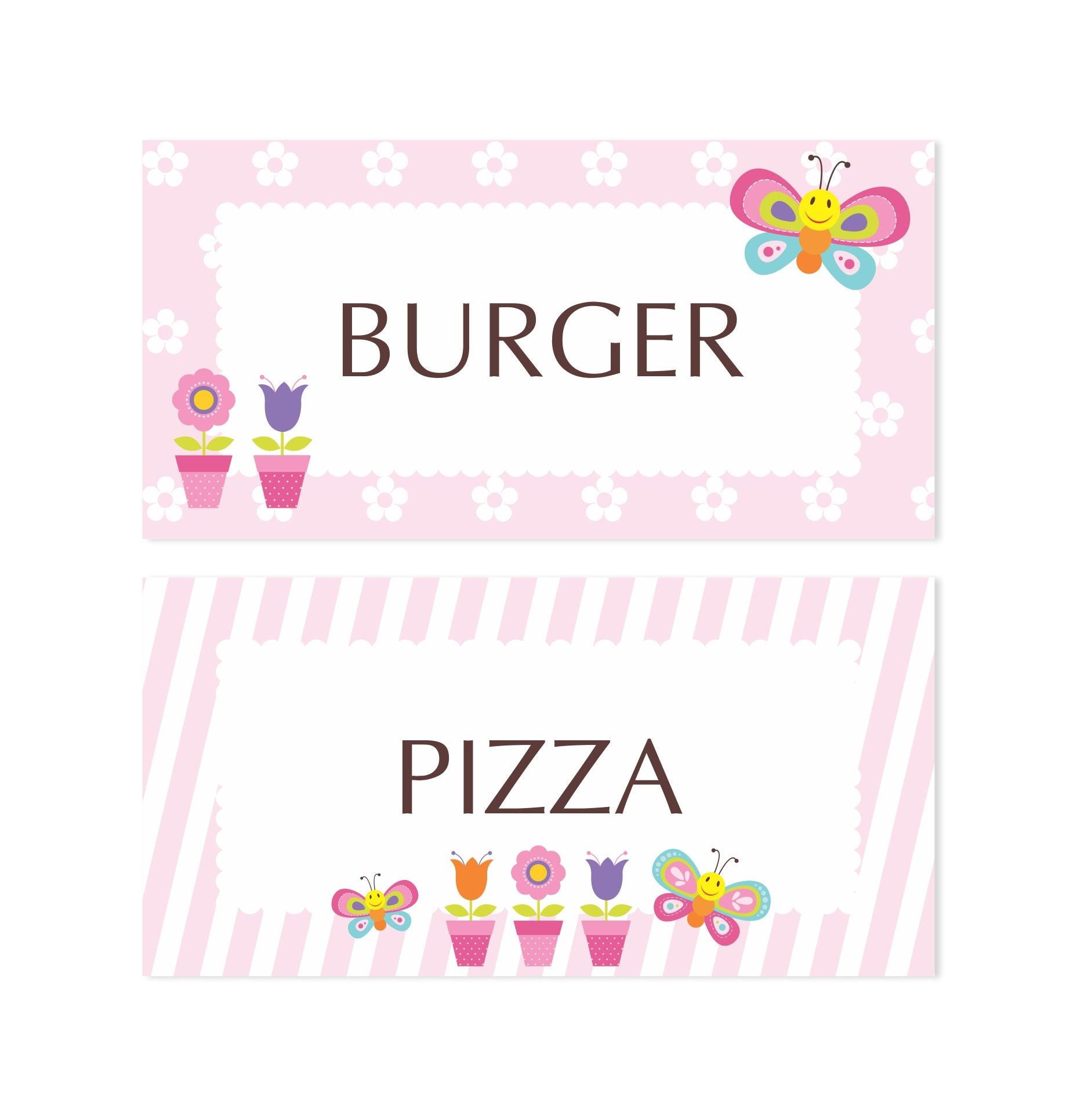 Butterfly Food Labels / Buffet Table Cards THEME PARTIES Pretty UR Party