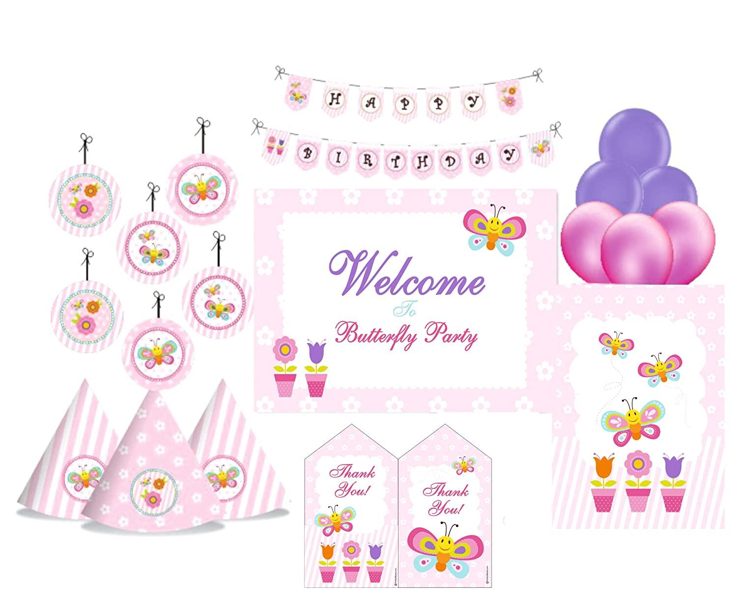 Butterfly theme Party Decorations Kit - 80 pcs Combo Pack THEME PARTIES Pretty UR Party