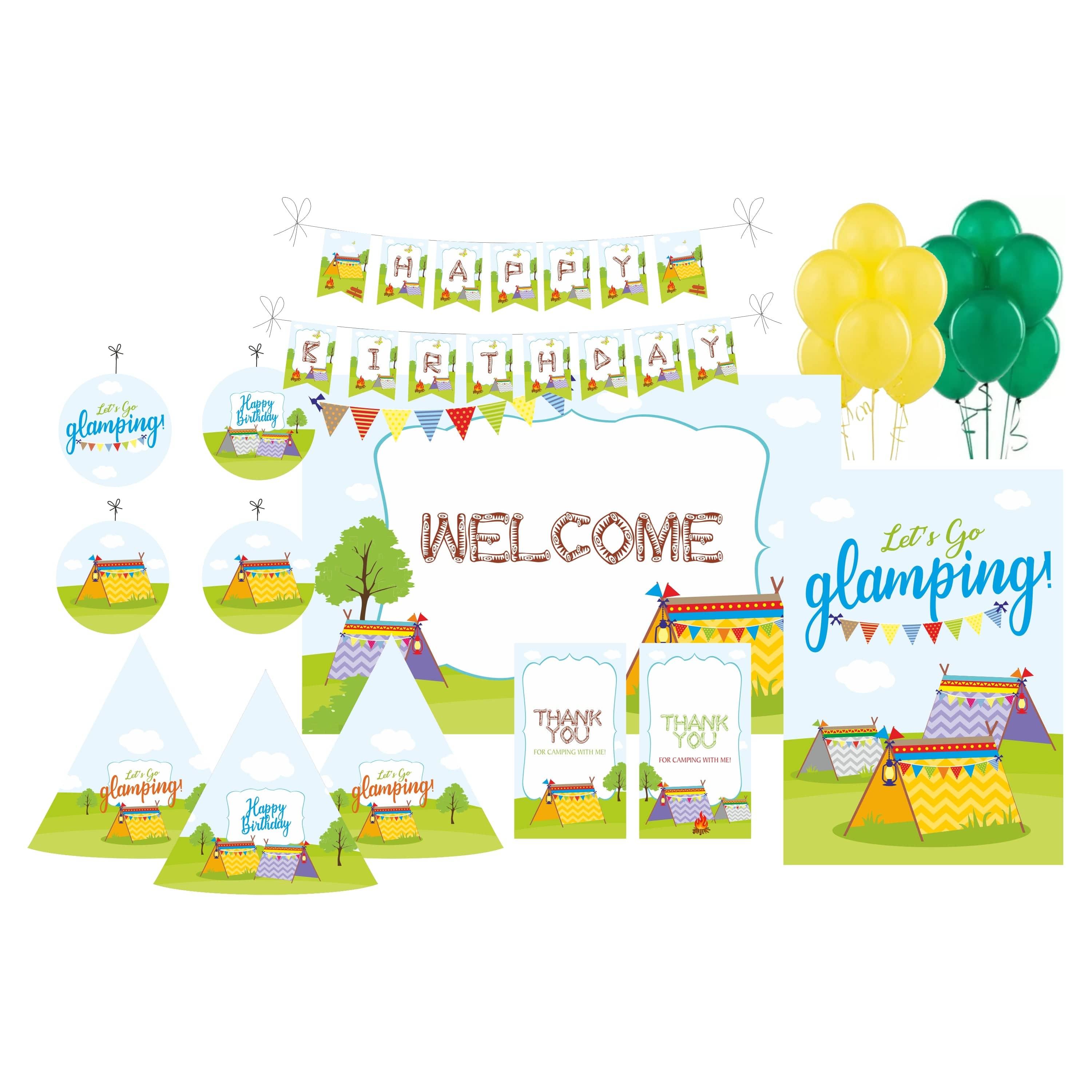 Camping Party Decorations Kit - 80 Pieces Combo pack BIRTHDAYS Pretty UR Party