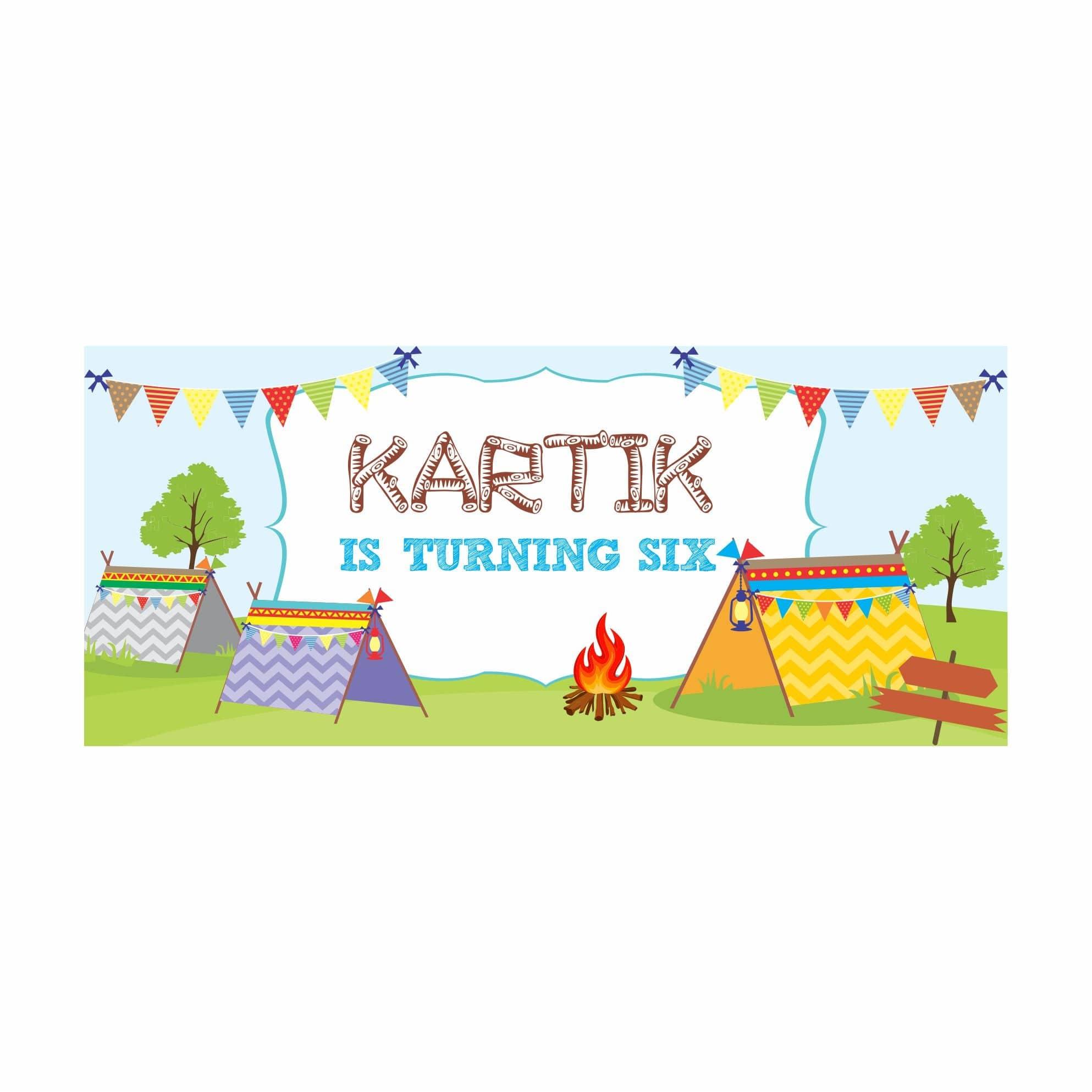 Personalized Camping Theme Banner 30in ALL PARTY SUPPLIES Pretty UR Party