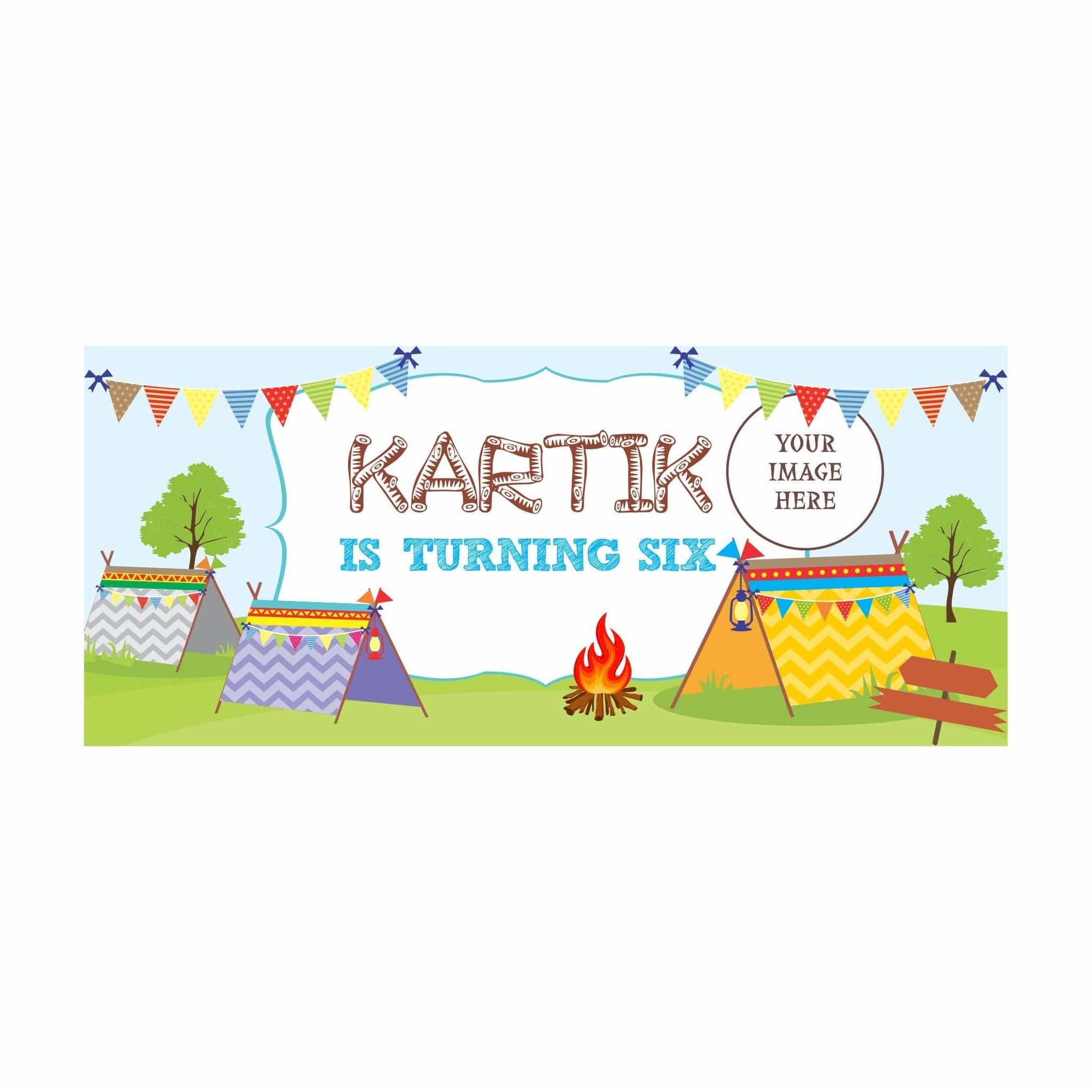 Personalized Camping Theme Banner 30in ALL PARTY SUPPLIES Pretty UR Party