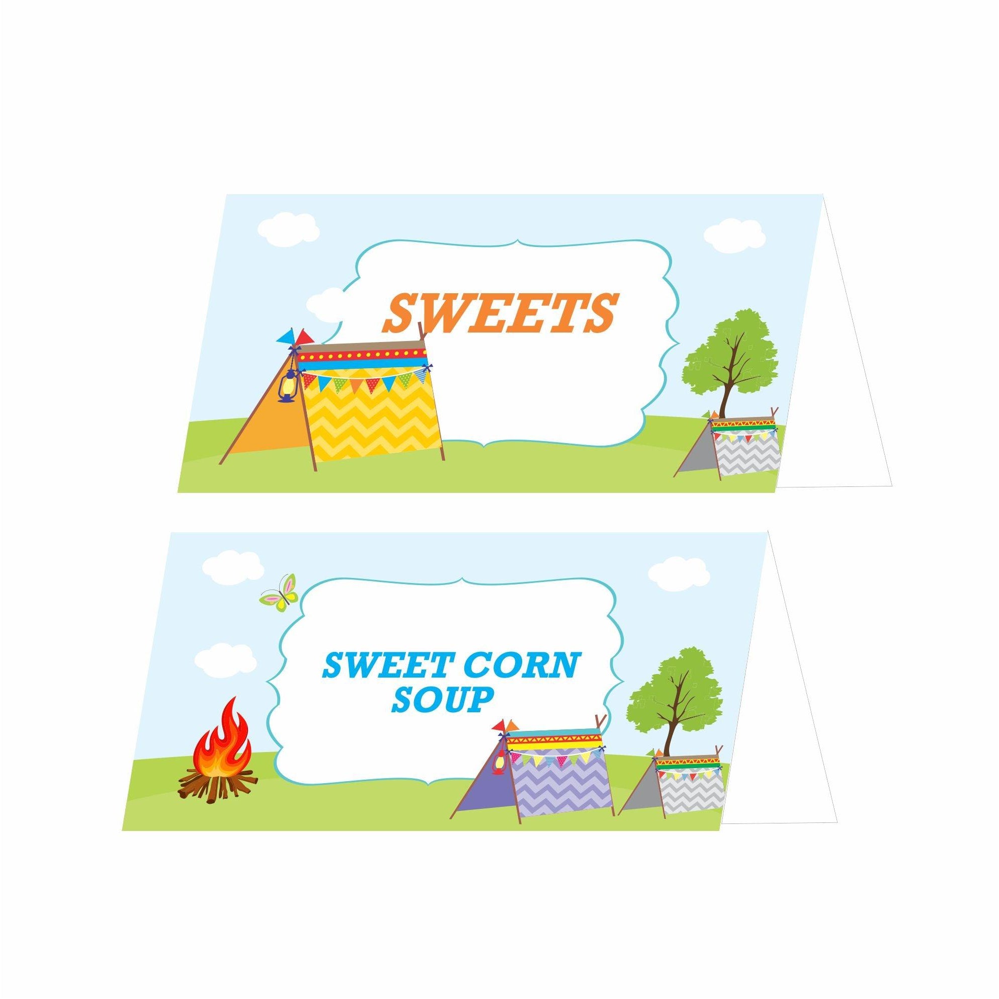 Camping Theme Food Labels / Buffet Table Cards THEME PARTIES Pretty UR Party