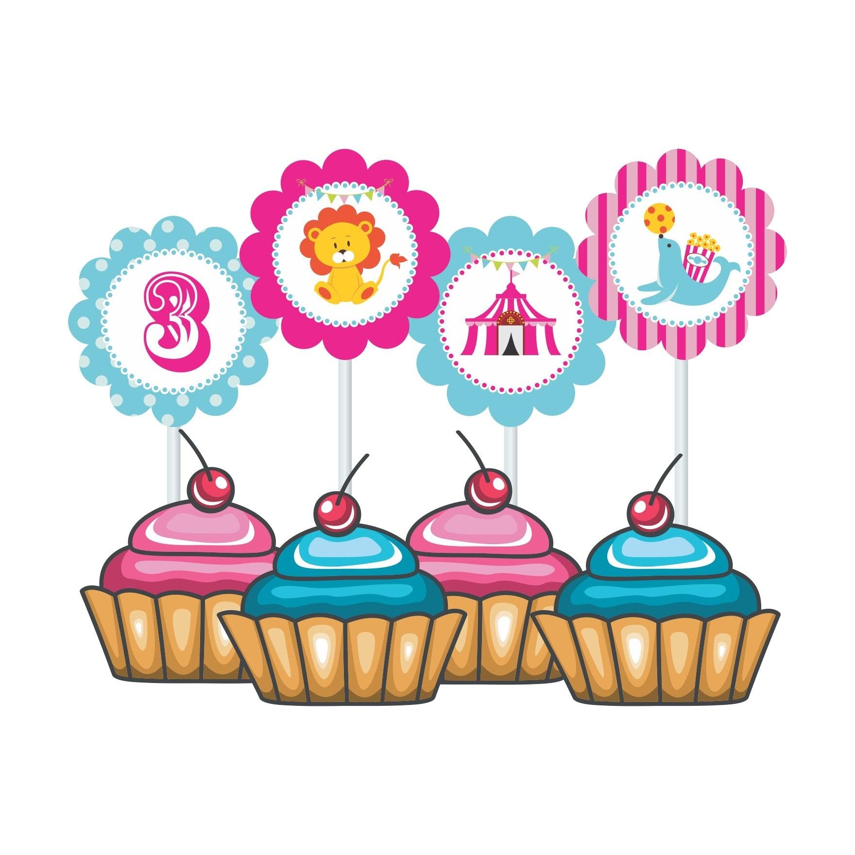 Girly Carnival Cupcake / Food Toppers THEME PARTIES Pretty UR Party
