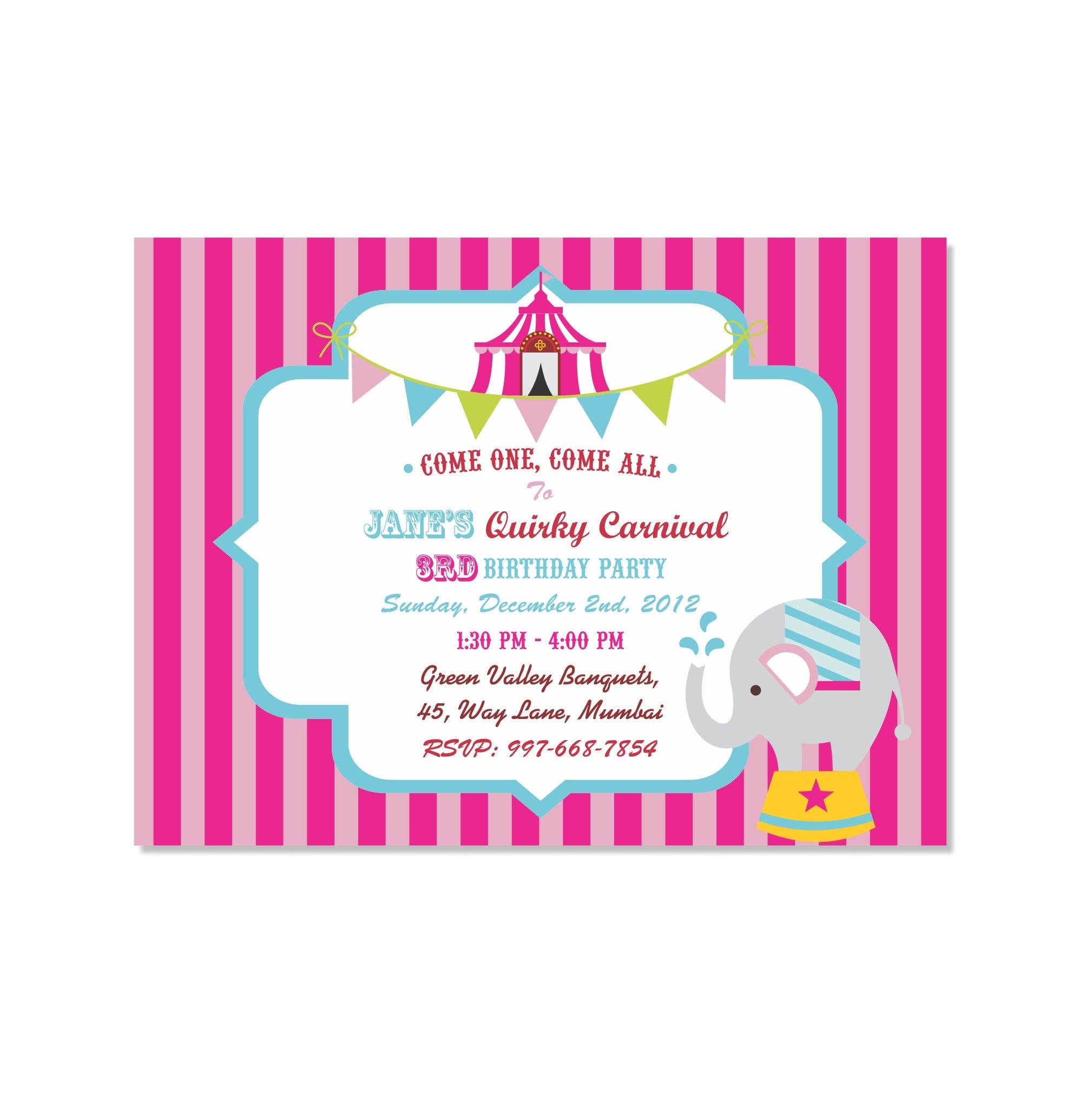 Girly Carnival Invitations THEME PARTIES Pretty UR Party