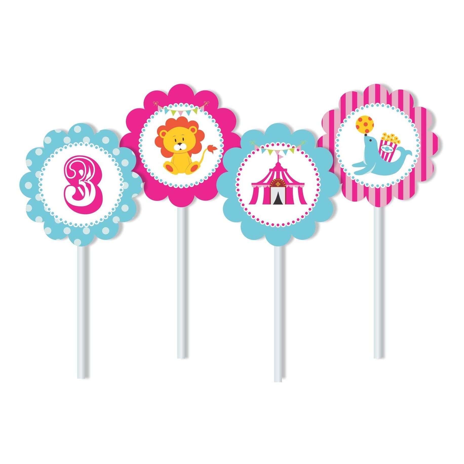 Girly Carnival Cupcake / Food Toppers THEME PARTIES Pretty UR Party