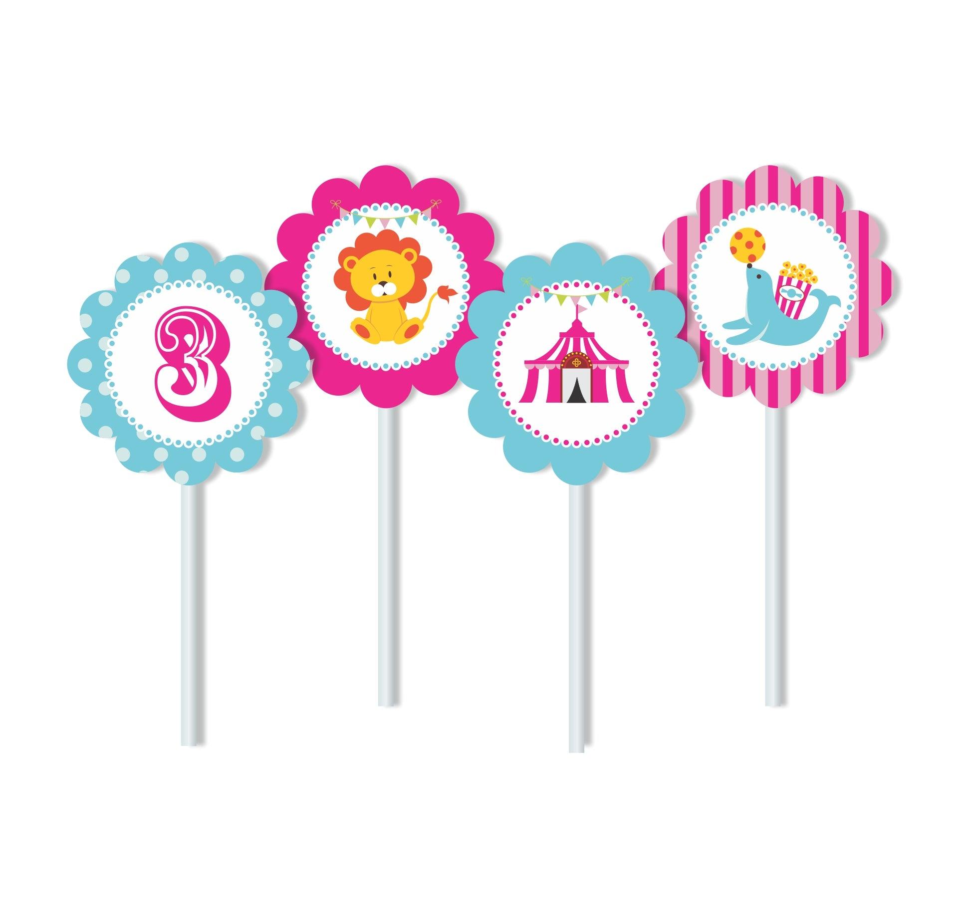 Girly Carnival Cupcake / Food Toppers THEME PARTIES Pretty UR Party