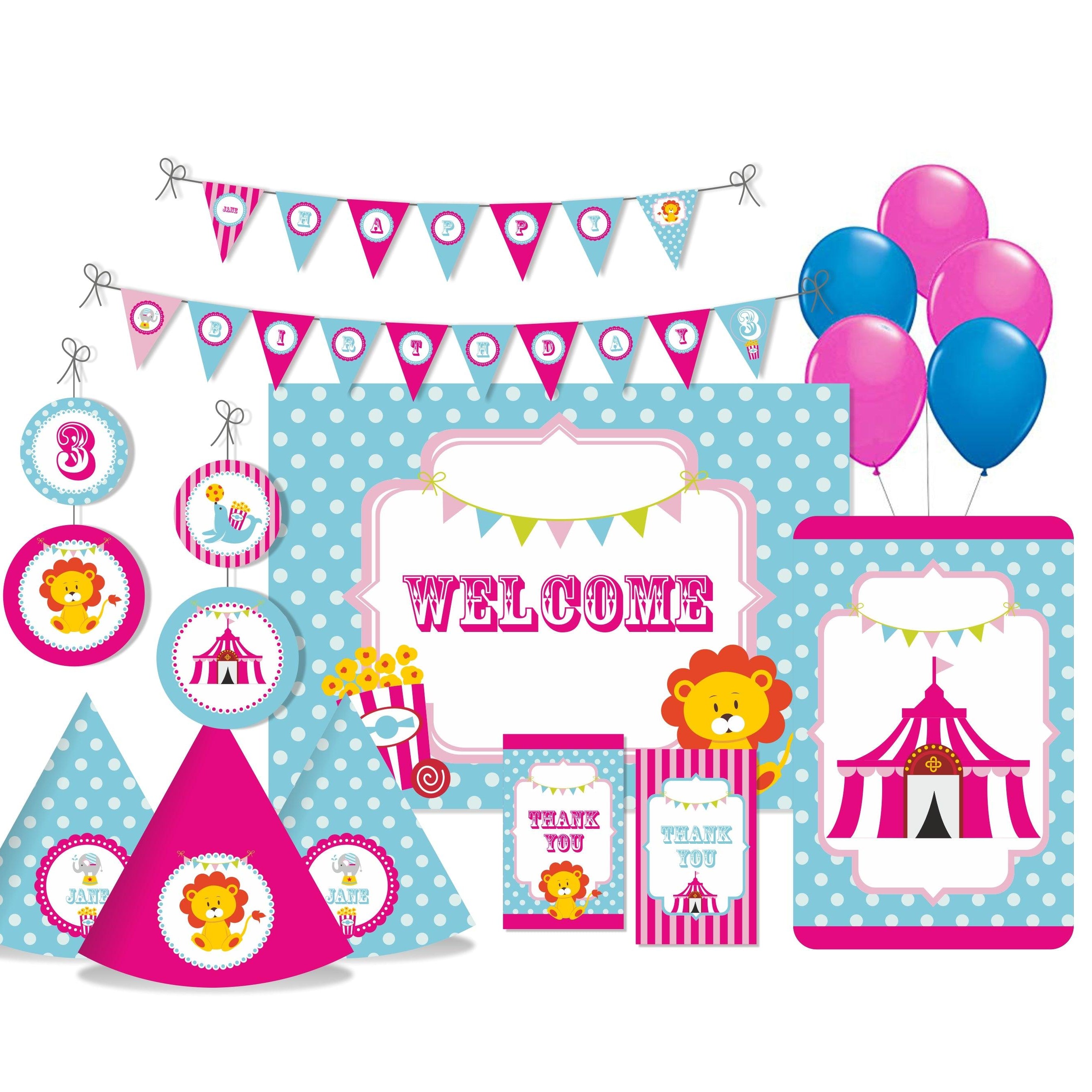 Girly Carnival Party Decorations Kit - 80 Pieces Combo Pack PACKAGES Pretty UR Party