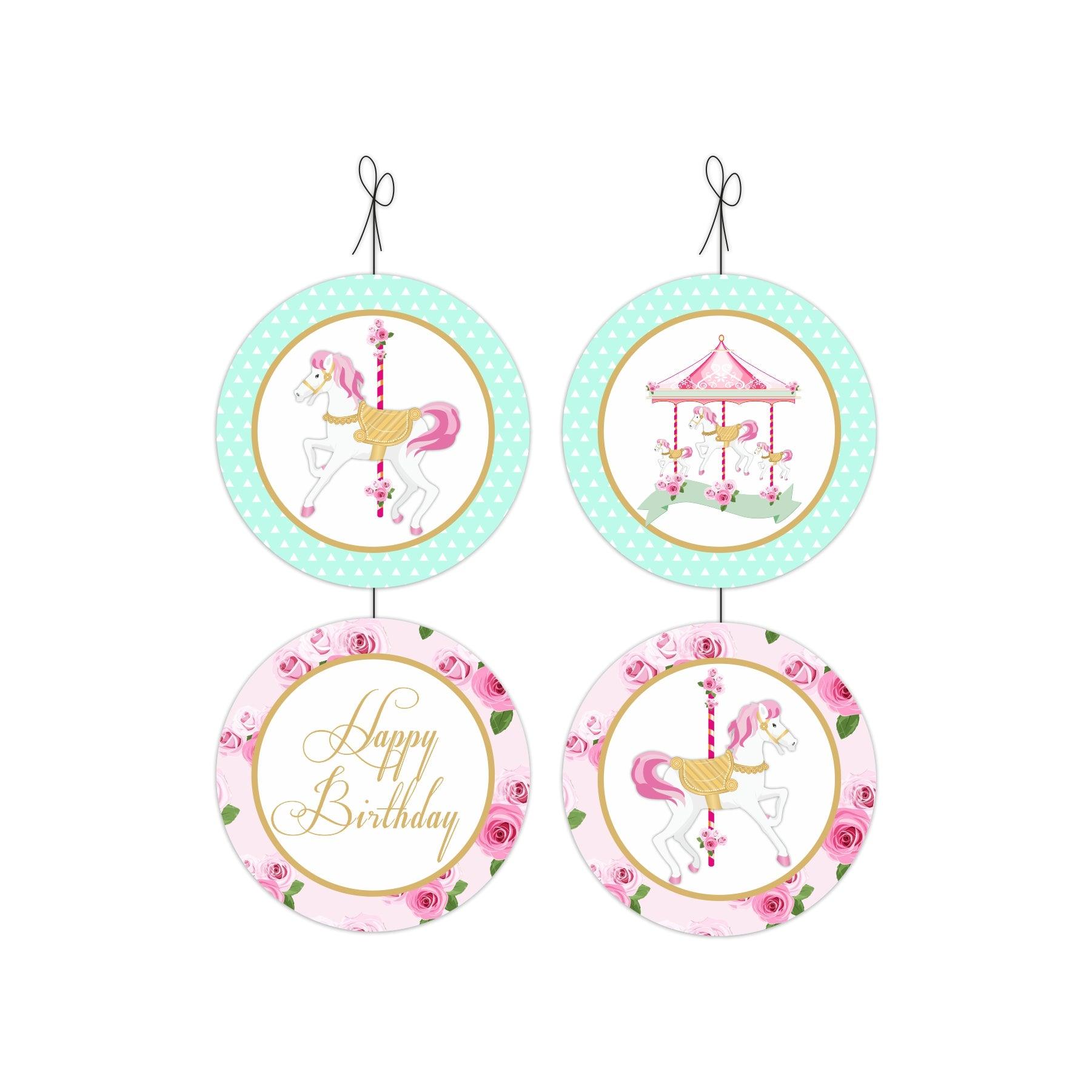 Carousel Party Decorations Kit - 80 Pieces Combo Pack BIRTHDAYS Pretty UR Party