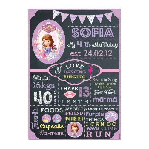 Sofia the first Enchanted Garden Party Chalkboard Poster PERSONALISED Pretty UR Party