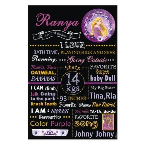Tangled / Rapunzel Chalkboard Poster PERSONALISED Pretty UR Party
