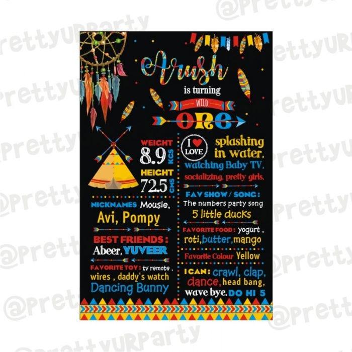 Wild One theme Chalkboard Poster PERSONALISED Pretty UR Party