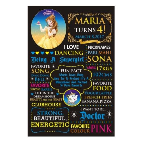 Belle Chalkboard Poster PERSONALISED Pretty UR Party