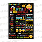 Emoji theme Chalkboard Poster PERSONALISED Pretty UR Party