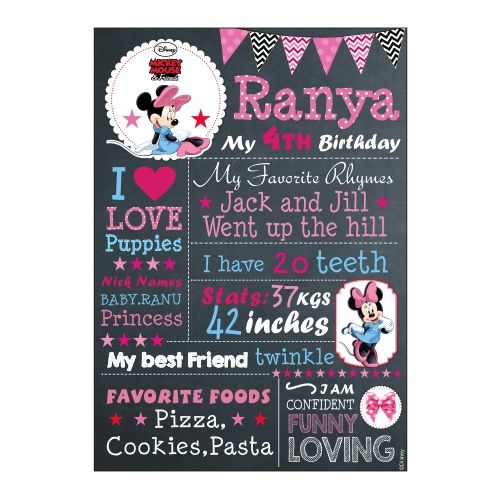 Minnie Mouse Chalkboard Poster PERSONALISED Pretty UR Party Minnie Mouse Chalkboard Poster PERSONALISED Pretty UR Party