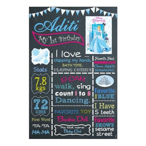 Disney Cinderella Chalkboard Poster PERSONALISED Pretty UR Party