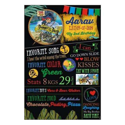 Captain Jake and the Neverland Chalkboard Poster PERSONALISED Pretty UR Party