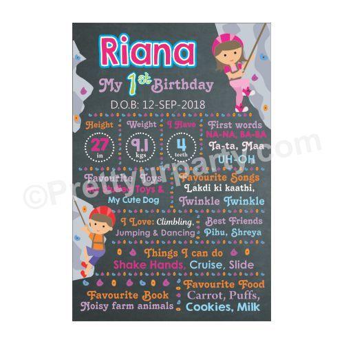 Climbing Theme Chalkboard Poster PERSONALISED Pretty UR Party