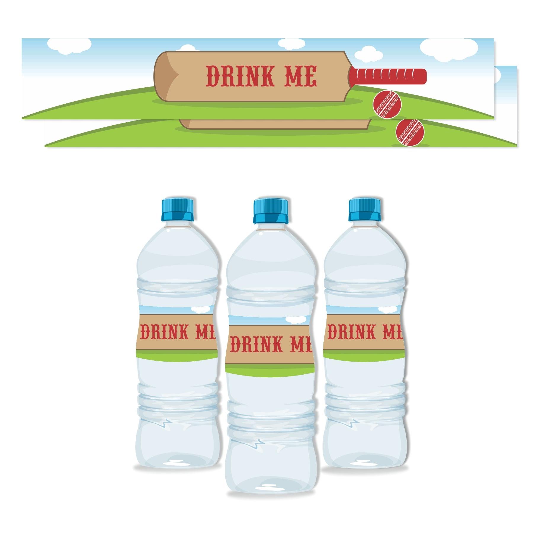 Cricket Theme Water Bottle Labels THEME PARTIES Pretty UR Party