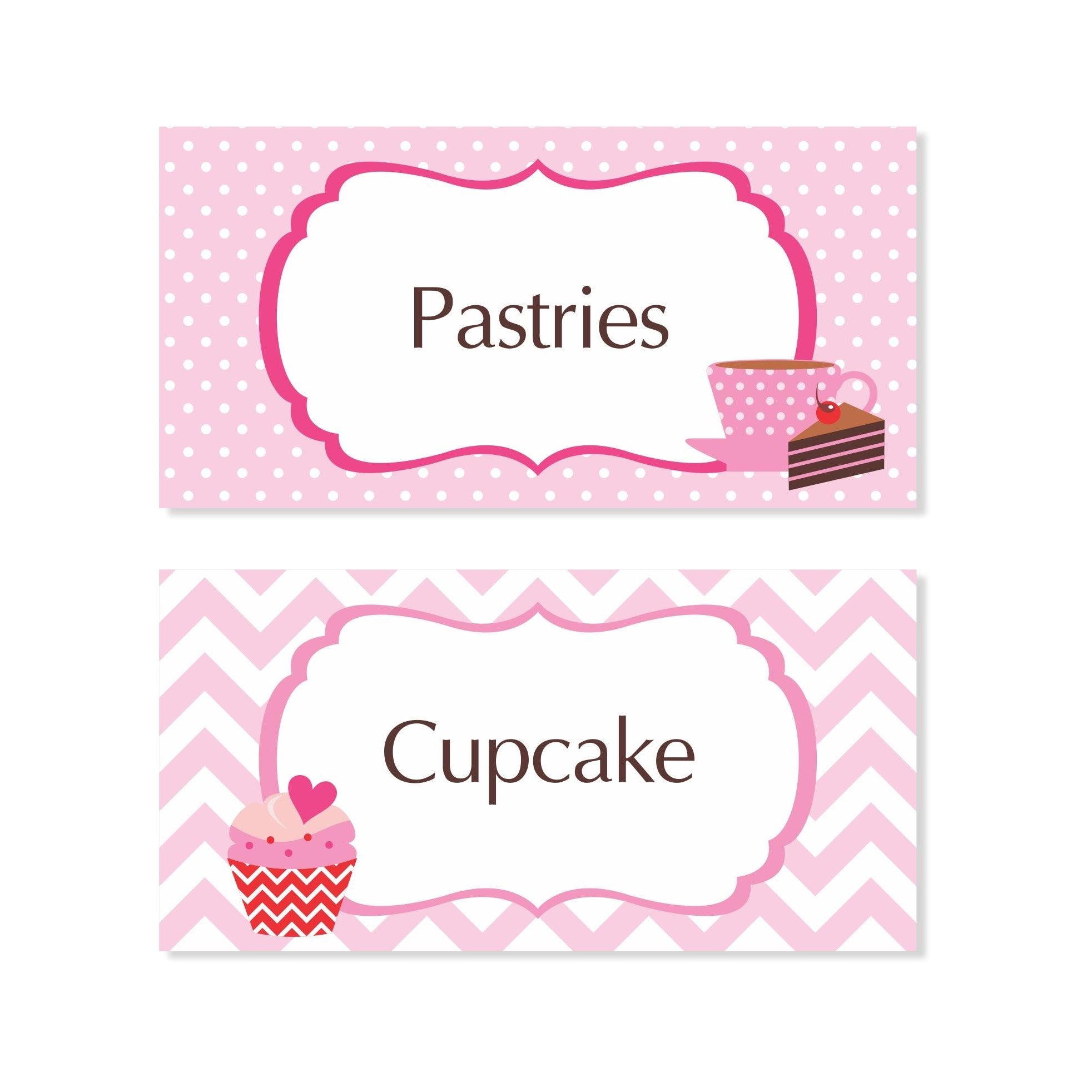 Cupcake Food Labels / Buffet Table Cards THEME PARTIES Pretty UR Party