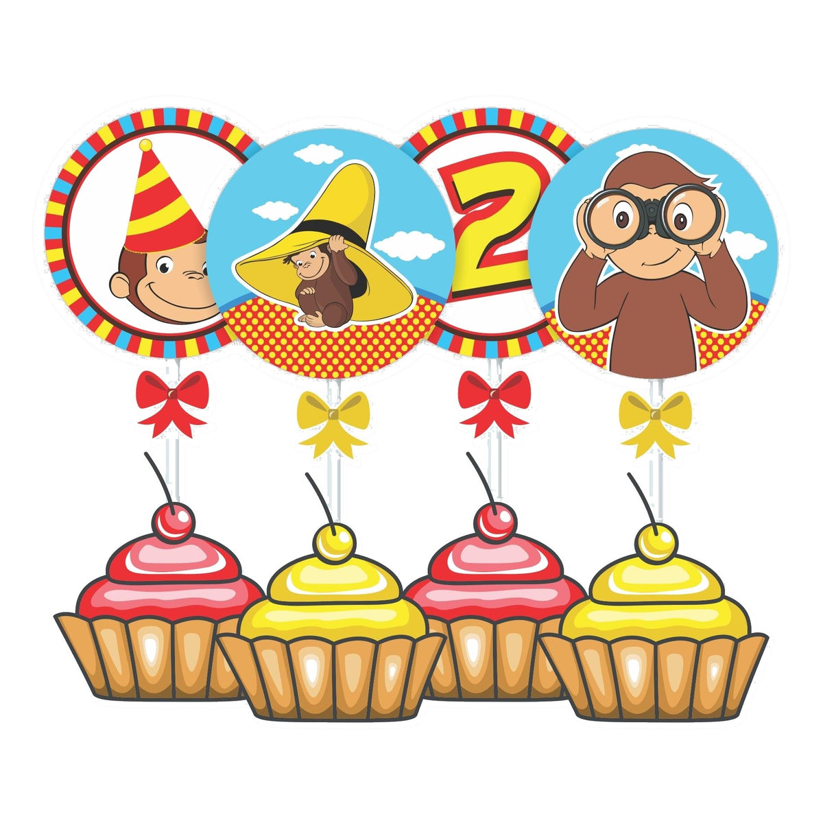 Curious George Theme Cupcake / Food Toppers — image 2
