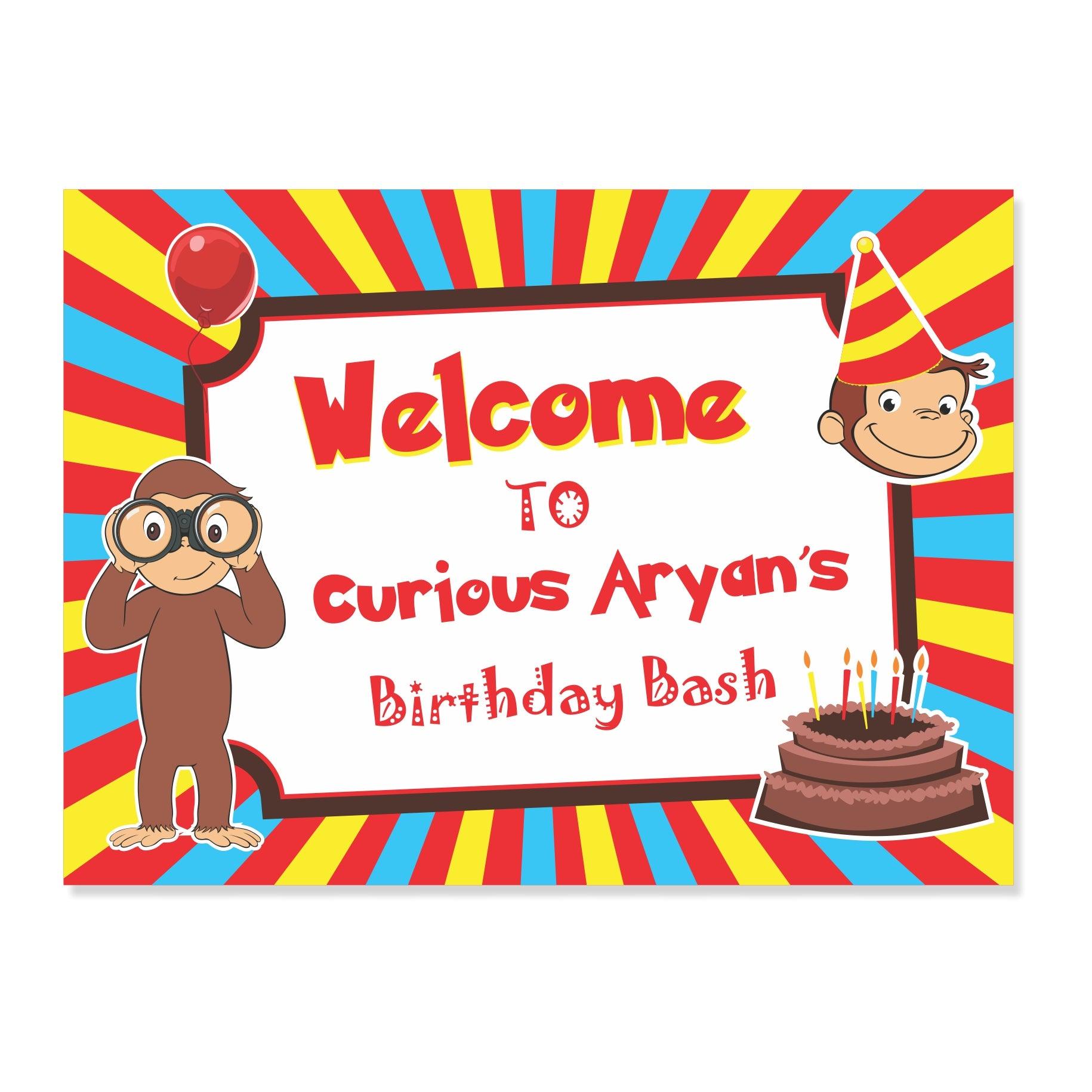 Curious George Theme Entrance Banner / Door Sign THEME PARTIES Pretty UR Party
