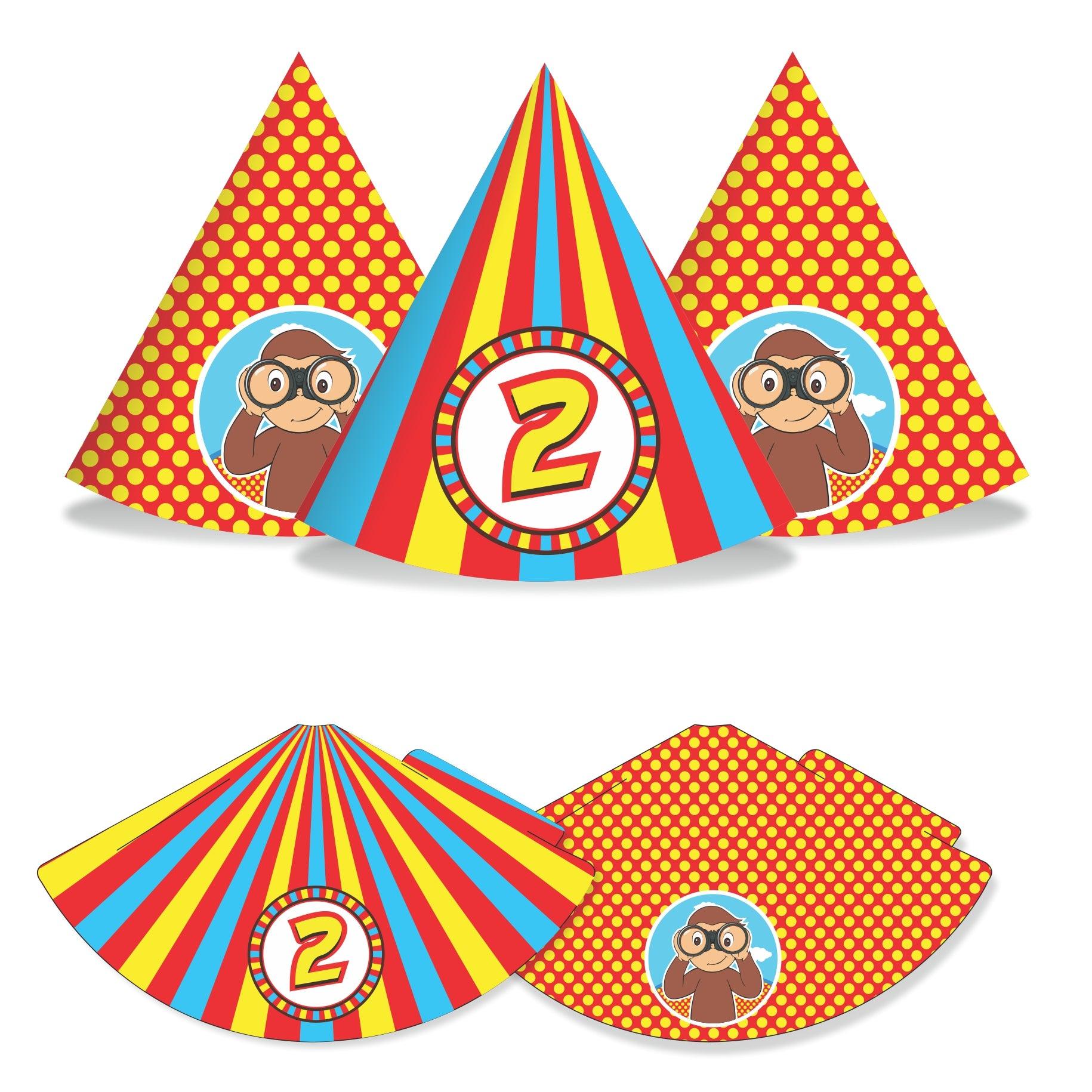 Curious George Theme Hats - Pack of 10 THEME PARTIES Pretty UR Party