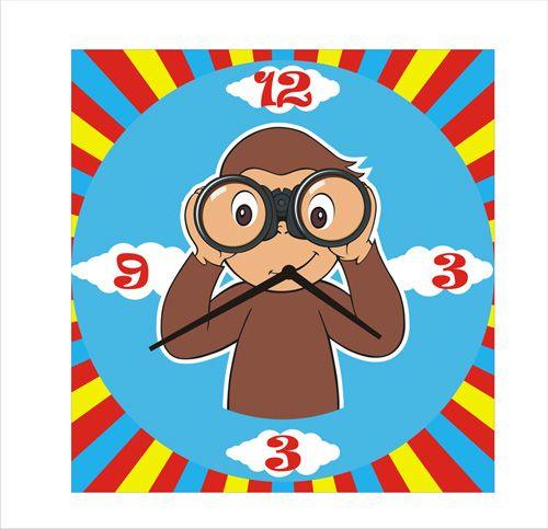 Personalised Curious george Clock THEME PARTIES Pretty UR Party