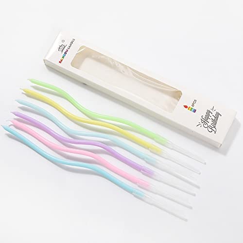 Pastel Rainbow Curvy Candles - Pack of 6 THEME PARTIES Pretty UR Party