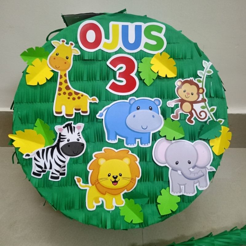 Handcrafted Jungle theme round Pinata Handcrafted Jungle theme round Pinata