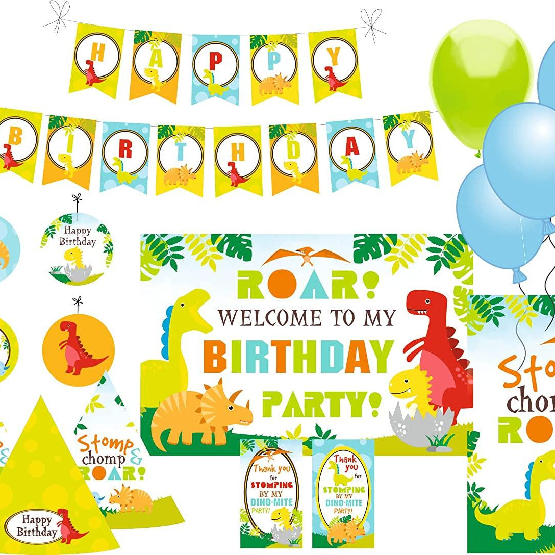 Dinosaur theme Party Decorations Kit - 80 pieces Combo Pack BIRTHDAYS Pretty UR Party