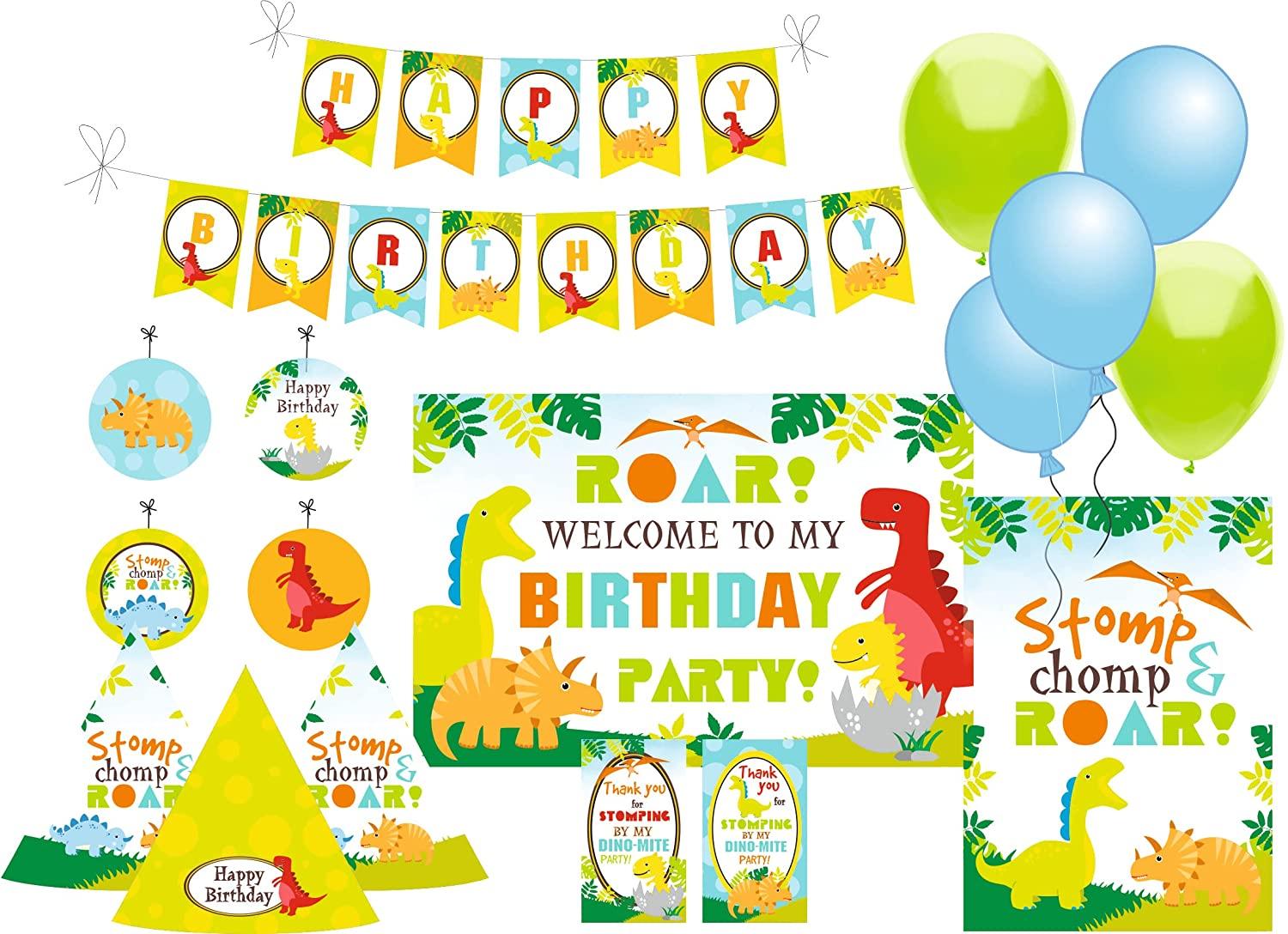 Dinosaur theme Party Decorations Kit - 80 pieces Combo Pack BIRTHDAYS Pretty UR Party