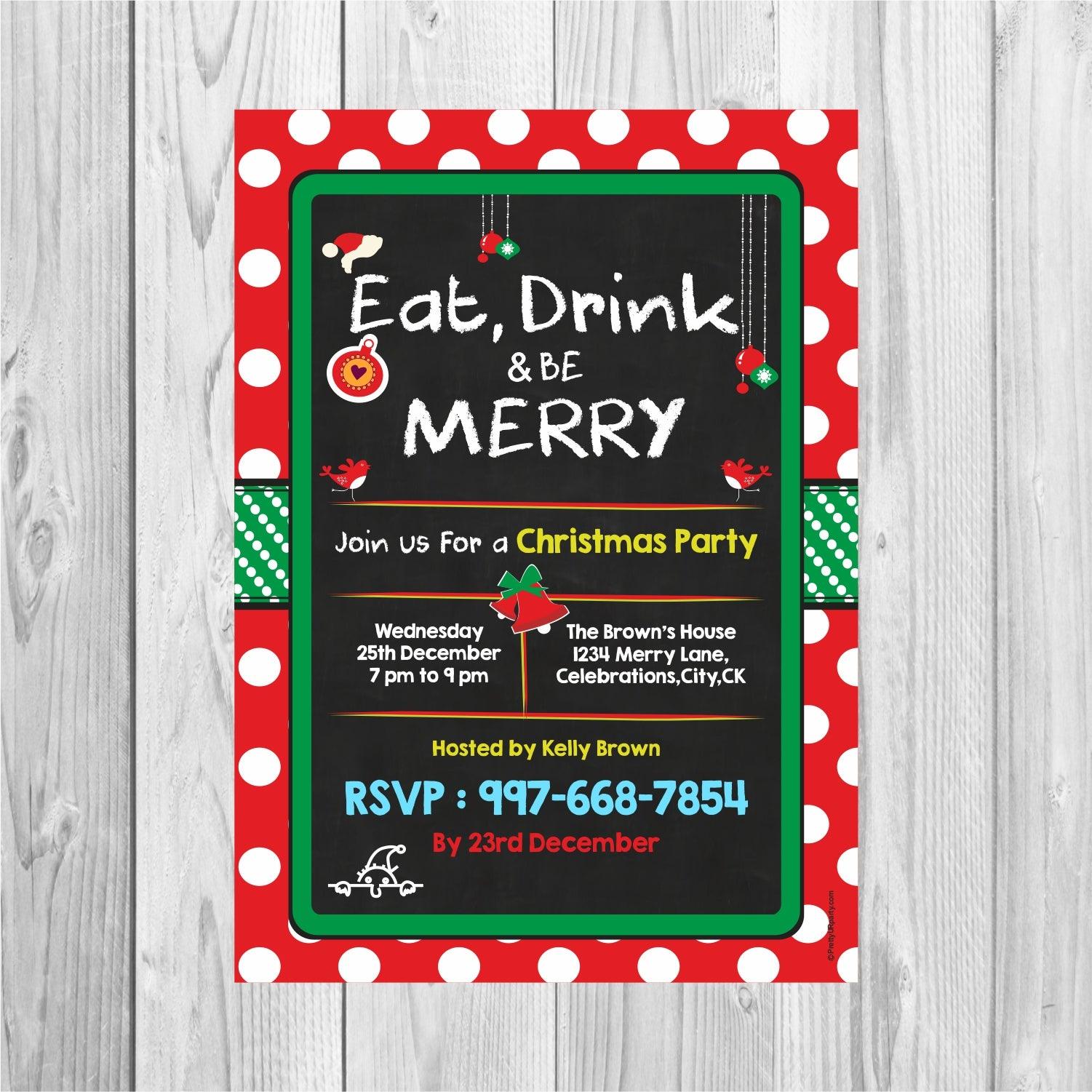 Christmas Eat Drink and Be Merry Invitations ALL PARTY SUPPLIES Pretty UR Party