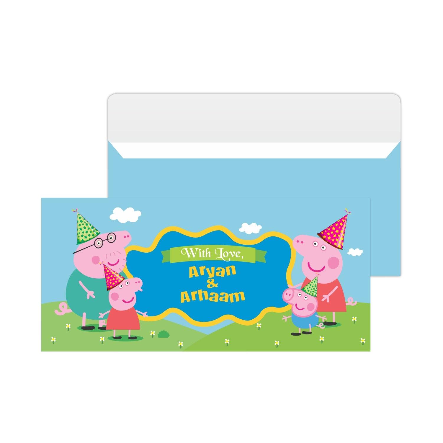 Peppa Pig inspired Money Envelopes - Pack of 10 envelopes PERSONALISED Pretty UR Party