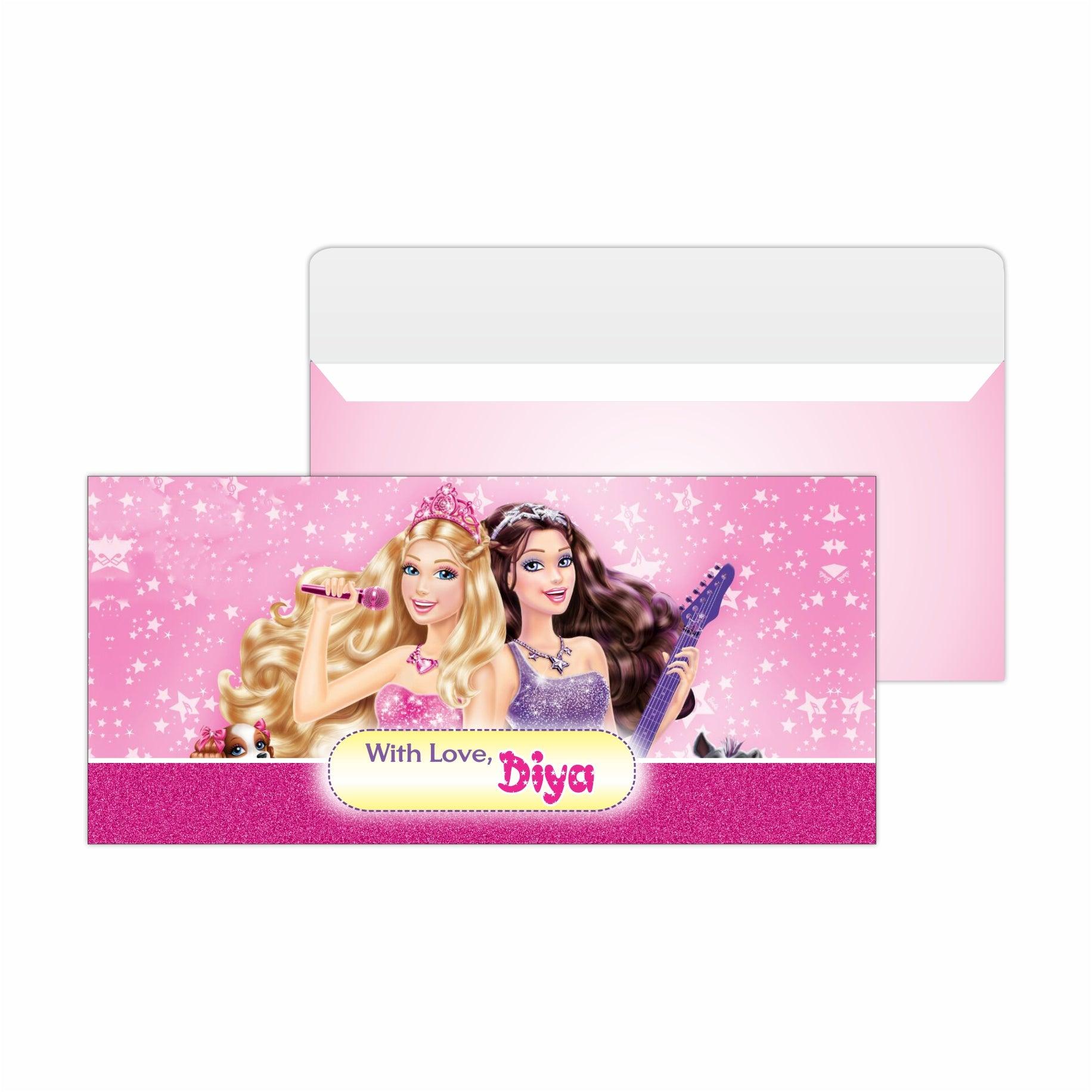 Barbie Rockstar Money Envelopes - Pack of 10 envelopes PERSONALISED Pretty UR Party