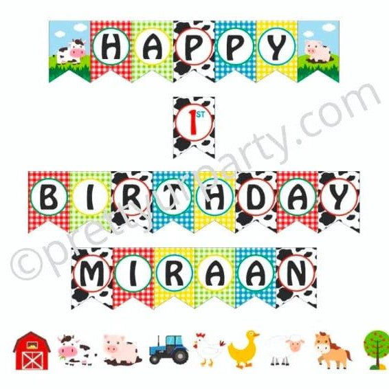 Farm Friends Bunting THEME PARTIES Pretty UR Party