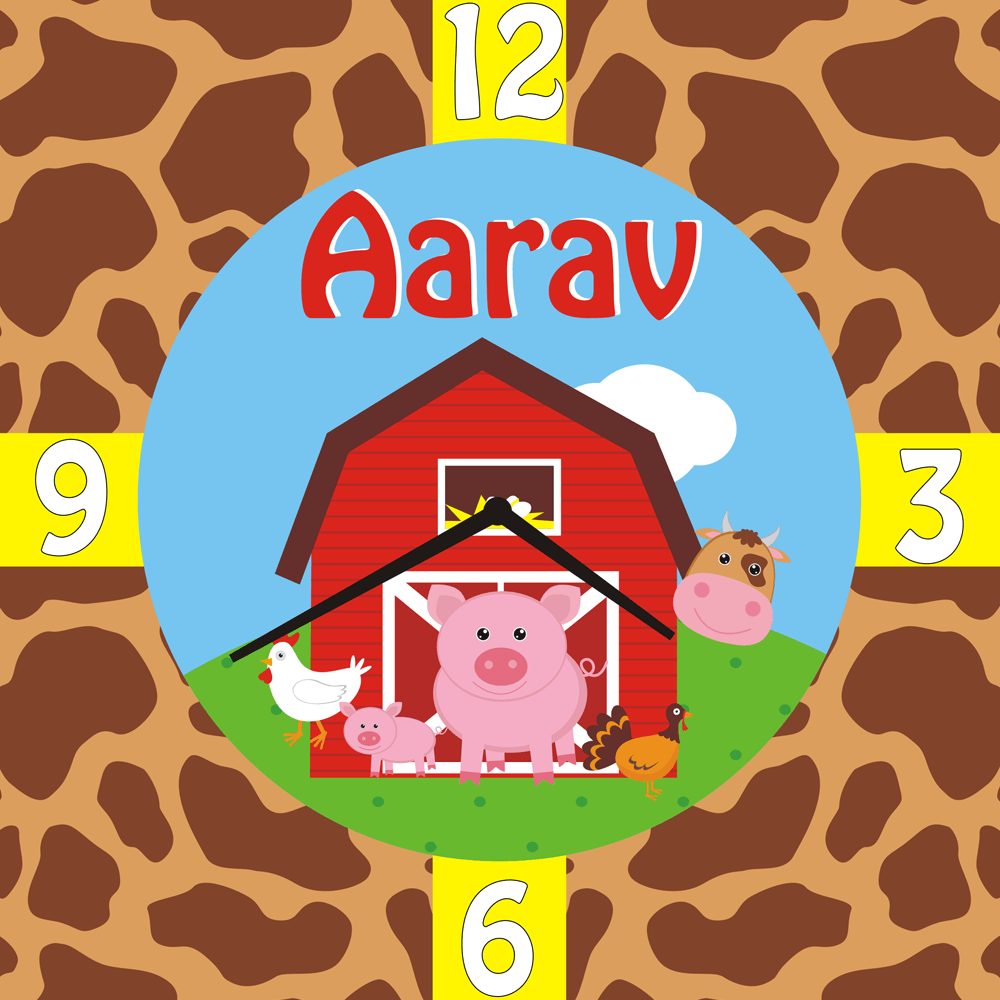 Personalised Farm Friends Clock THEME PARTIES Pretty UR Party