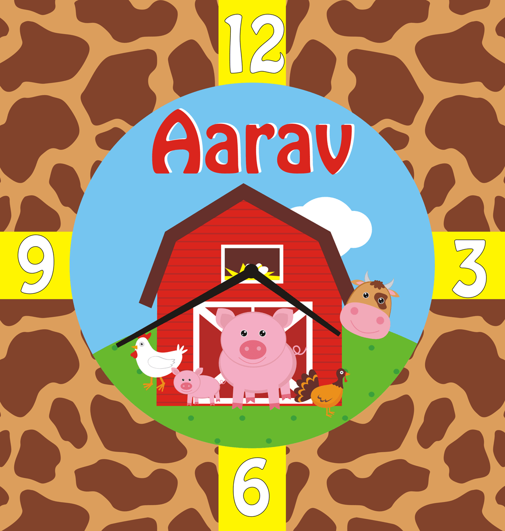 Personalised Farm Friends Clock THEME PARTIES Pretty UR Party