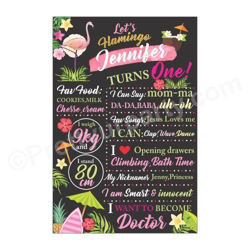 Flamingo Theme Chalkboard Poster PERSONALISED Pretty UR Party