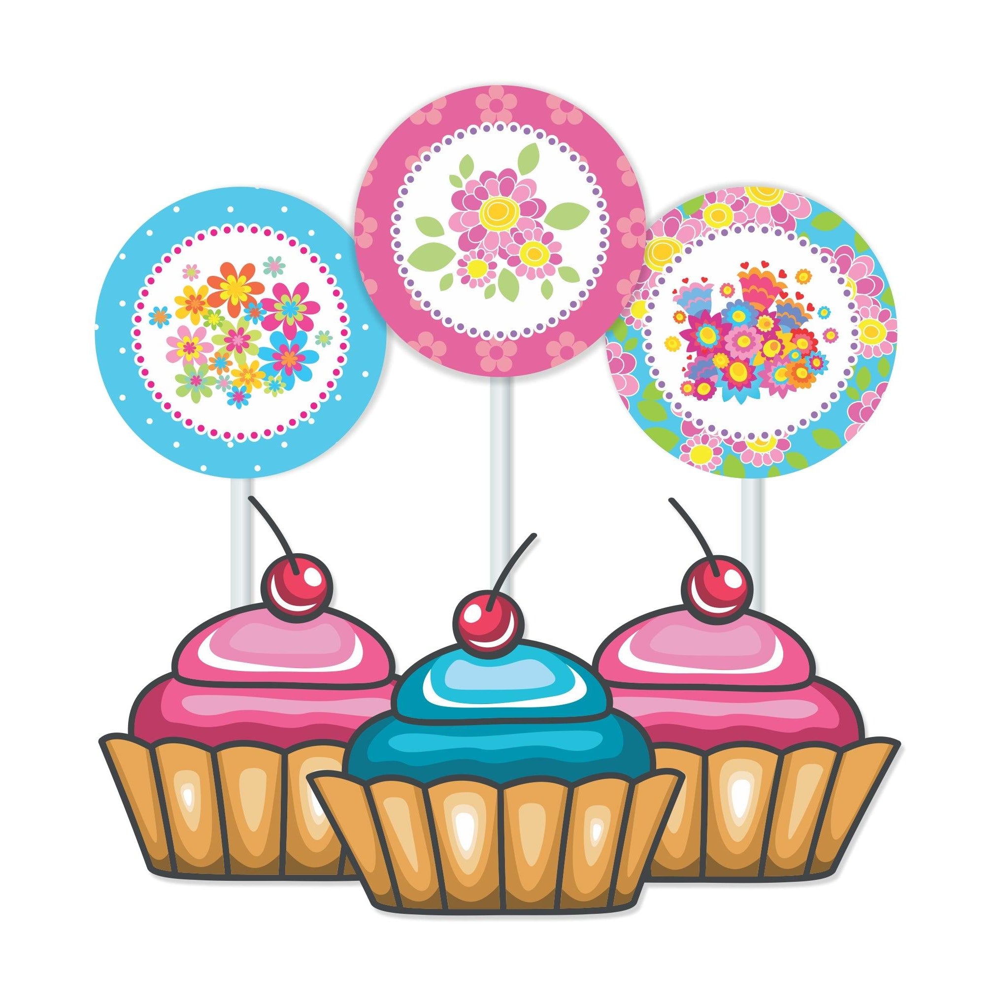 Flowers Theme Cupcake / Food Toppers THEME PARTIES Pretty UR Party
