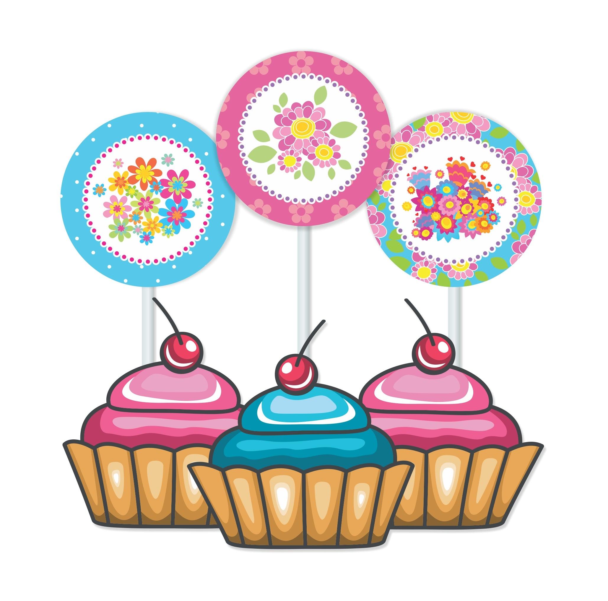 Flowers Theme Cupcake / Food Toppers THEME PARTIES Pretty UR Party