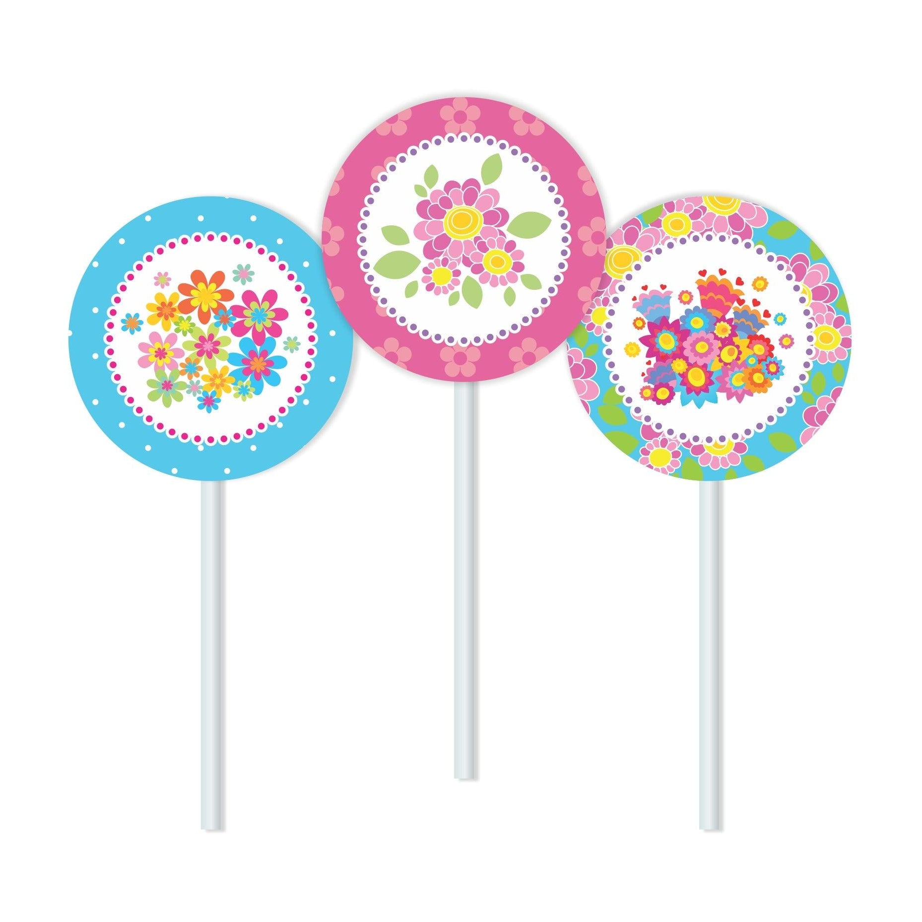 Flowers Theme Cupcake / Food Toppers THEME PARTIES Pretty UR Party