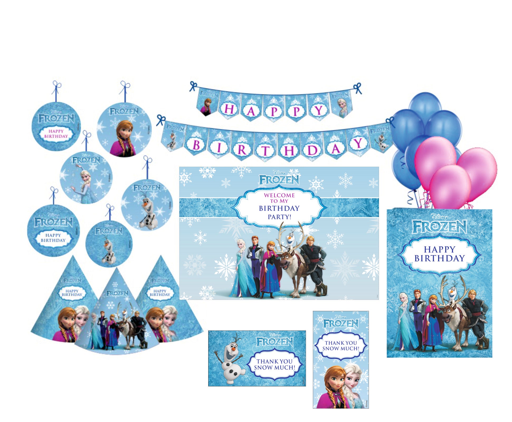 Disney Frozen Party Decorations Kit - 80 pieces combo pack THEME PARTIES Pretty UR Party