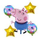 George Pig theme Foil Balloons - Pack of 5 BALLOONS PRETTY UR PARTY