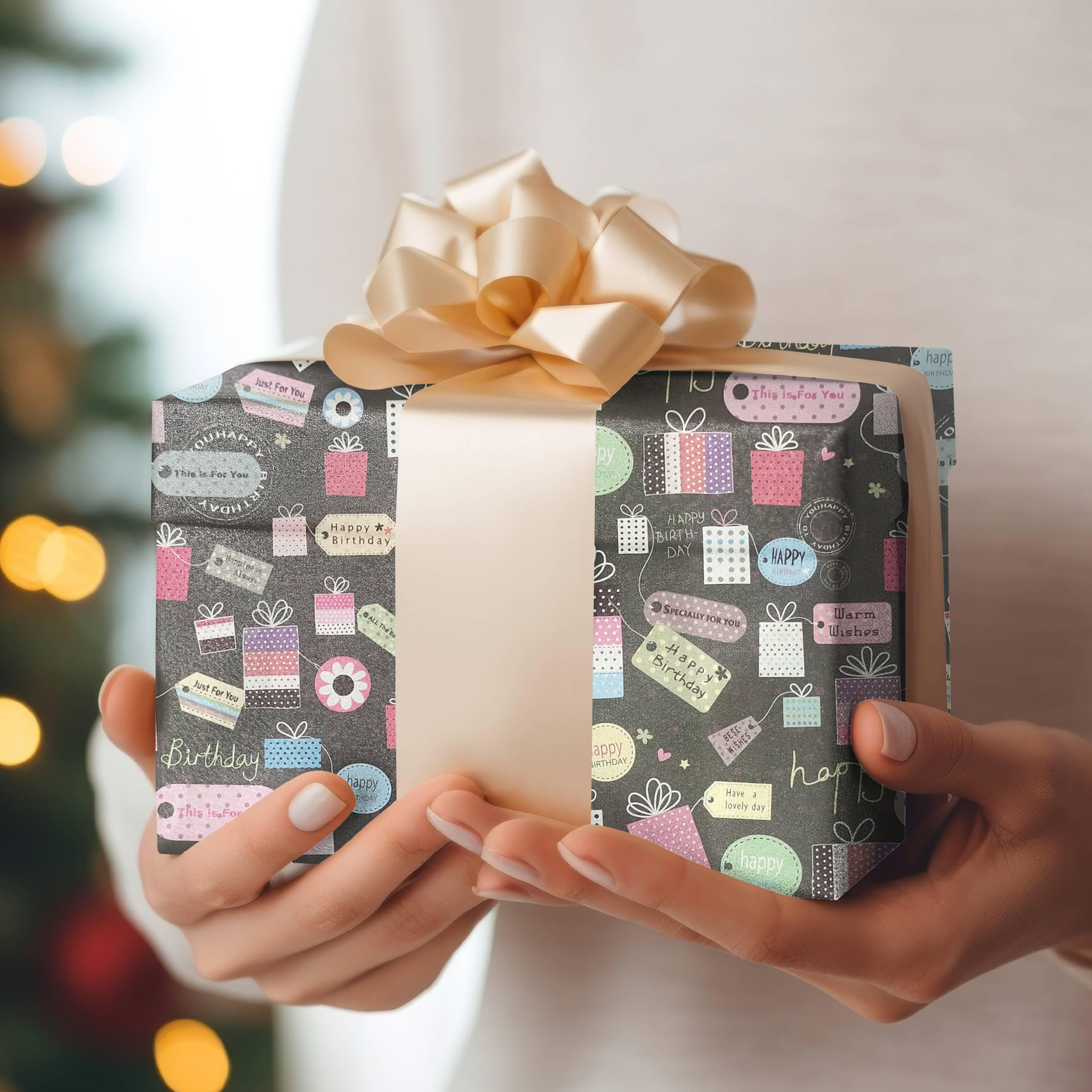 Black Happy Birthday Wrapping Paper (Pack of 5) RETURN GIFTS Pretty UR Party