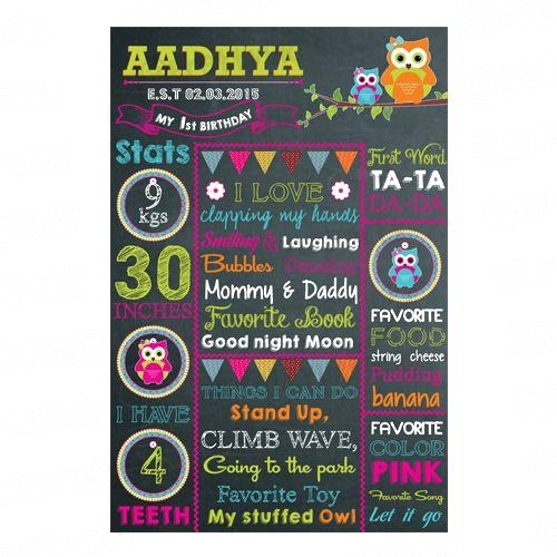 Girly Owl Chalkboard Poster