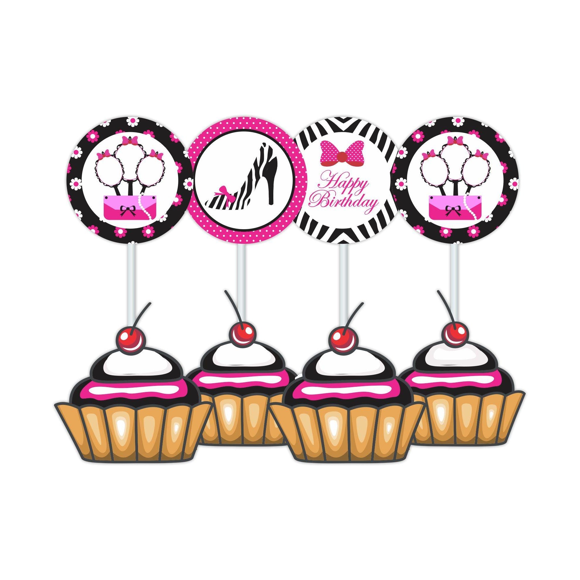 Glam Diva Cupcake / Food Toppers THEME PARTIES Pretty UR Party