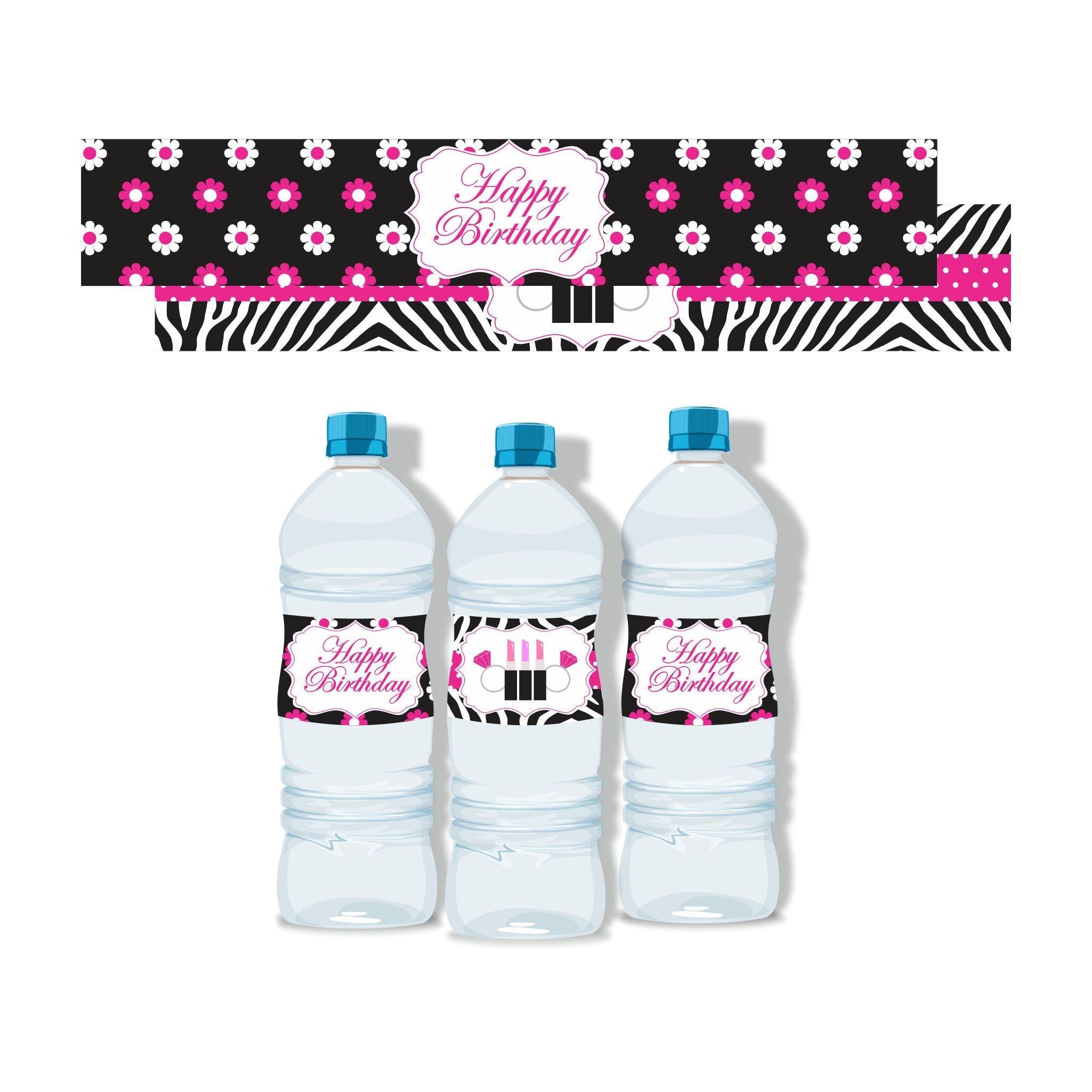 Glam Diva Water Bottle Labels THEME PARTIES Pretty UR Party