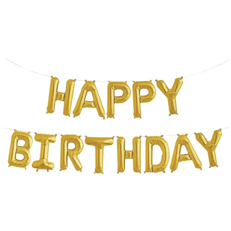 Happy Birthday Letter Foil Balloons - 16 inches THEME PARTIES Pretty UR Party Gold